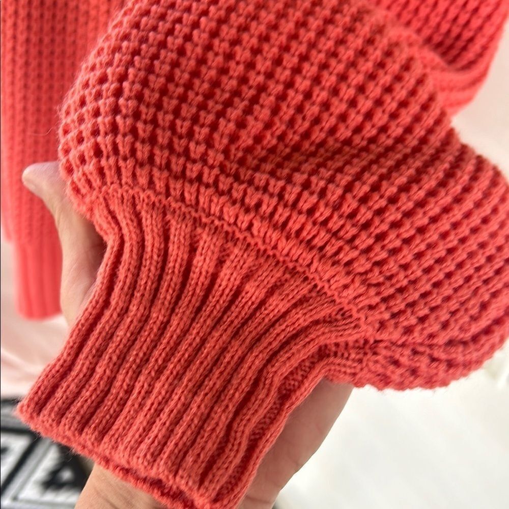 Zenana Pink V-Neck Sweater with Waffle Knit - Picture 4 of 7
